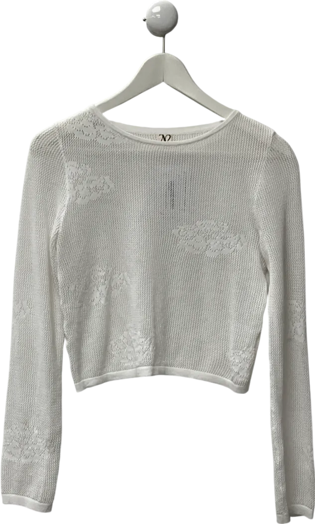Issue 01 White Textured Knitted Top UK S