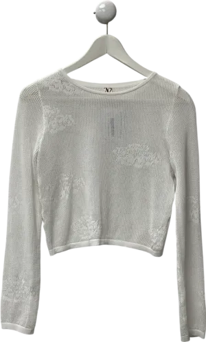 Issue 01 White Textured Knitted Top UK S