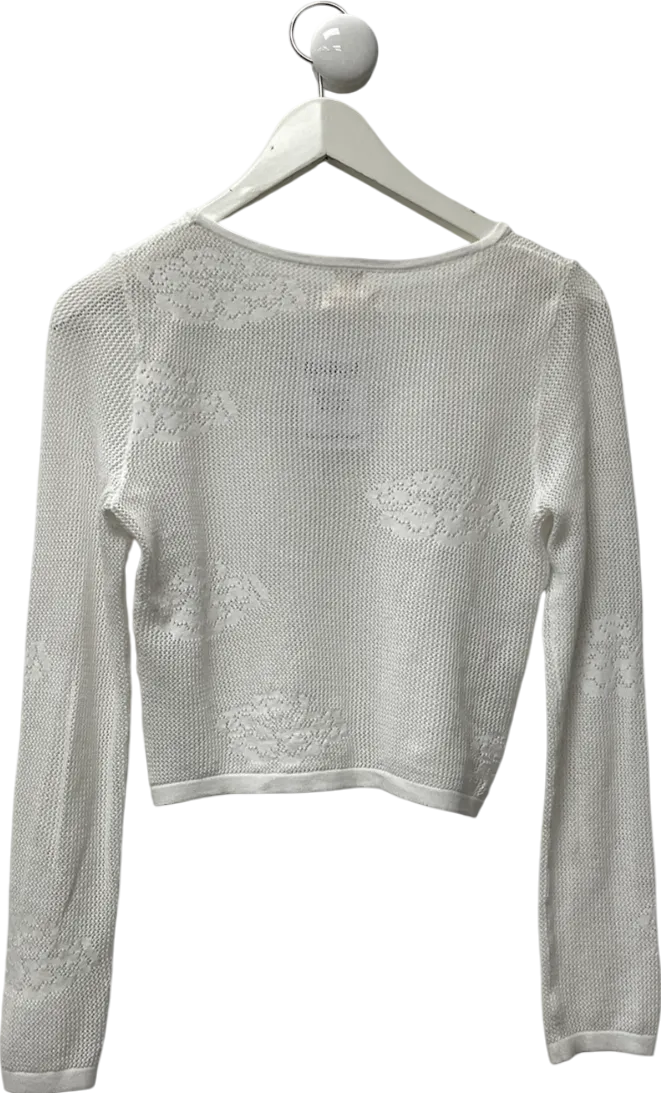 Issue 01 White Textured Knitted Top UK S