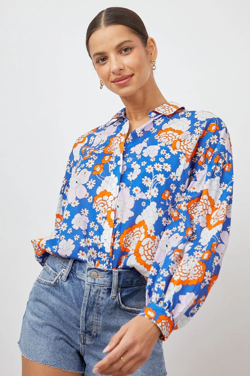 JANAE SHIRT - COBALT FLORAL