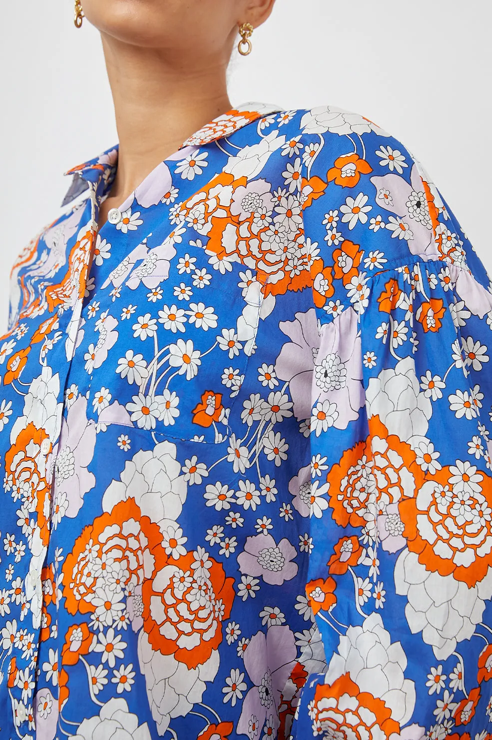 JANAE SHIRT - COBALT FLORAL