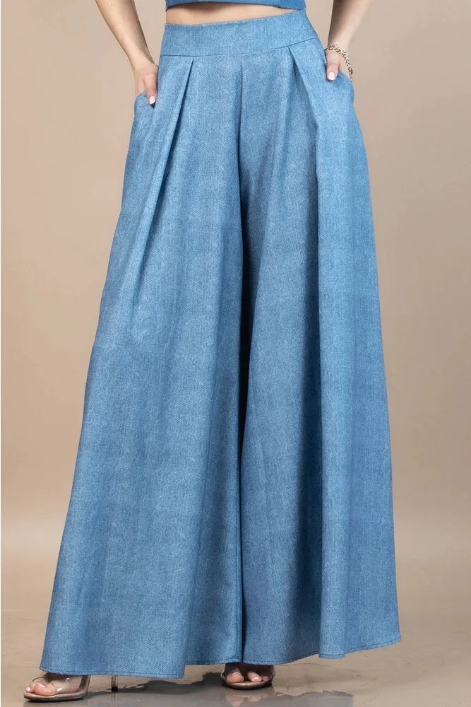 Jessica Denim Wide Leg Palazzo Pants