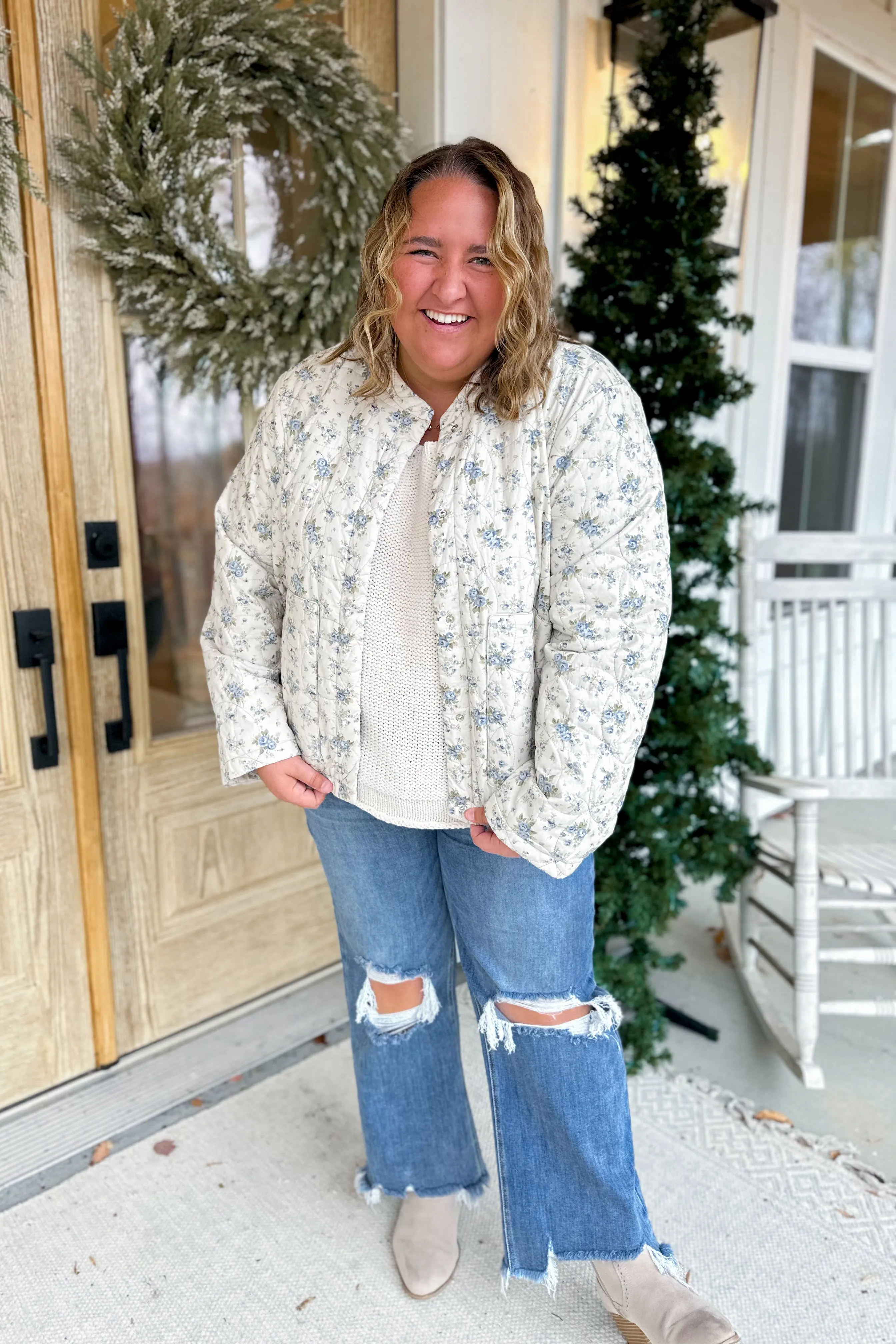 Judson Quilted Floral Button Down Jacket