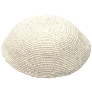 Knitted D.m.c Kippah 16 Cm - Off White