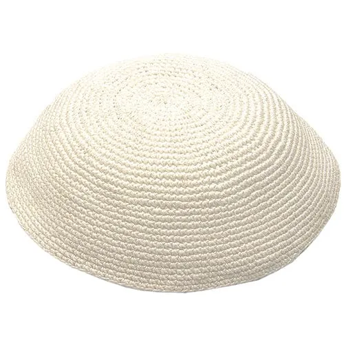 Knitted D.m.c Kippah 16 Cm - Off White
