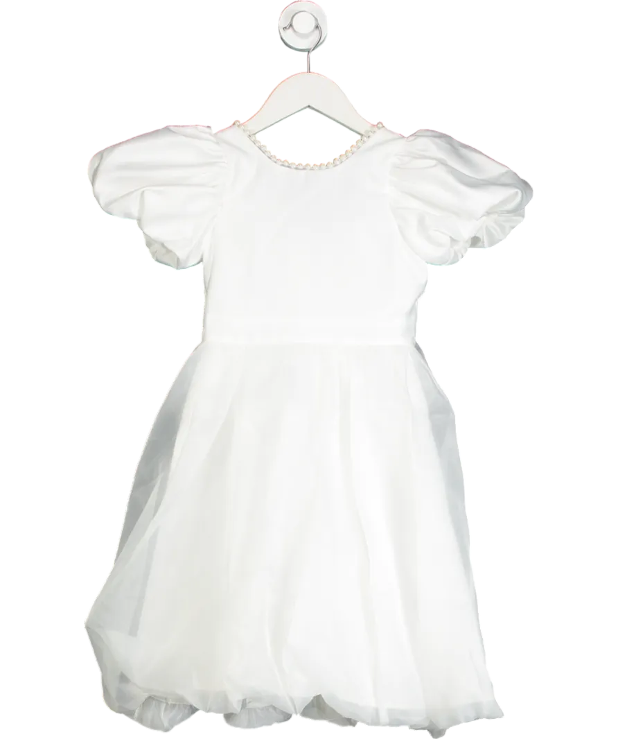 lipsy london White Puff Sleeve Pearl Detail  Bubble Hem Occasion Dress 6 Years