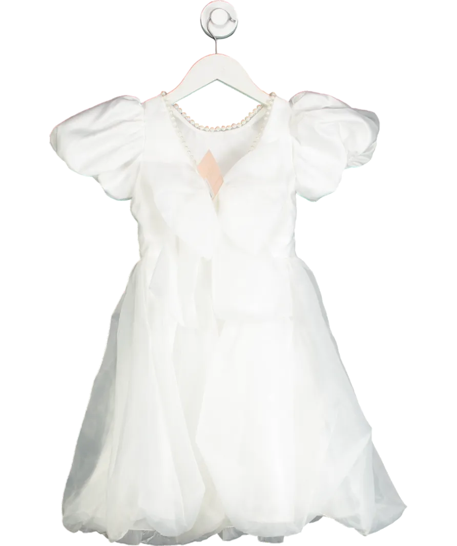 lipsy london White Puff Sleeve Pearl Detail  Bubble Hem Occasion Dress 6 Years