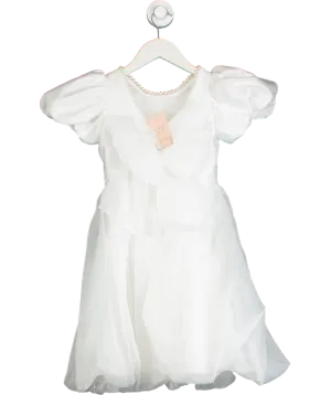 lipsy london White Puff Sleeve Pearl Detail  Bubble Hem Occasion Dress 8 Years