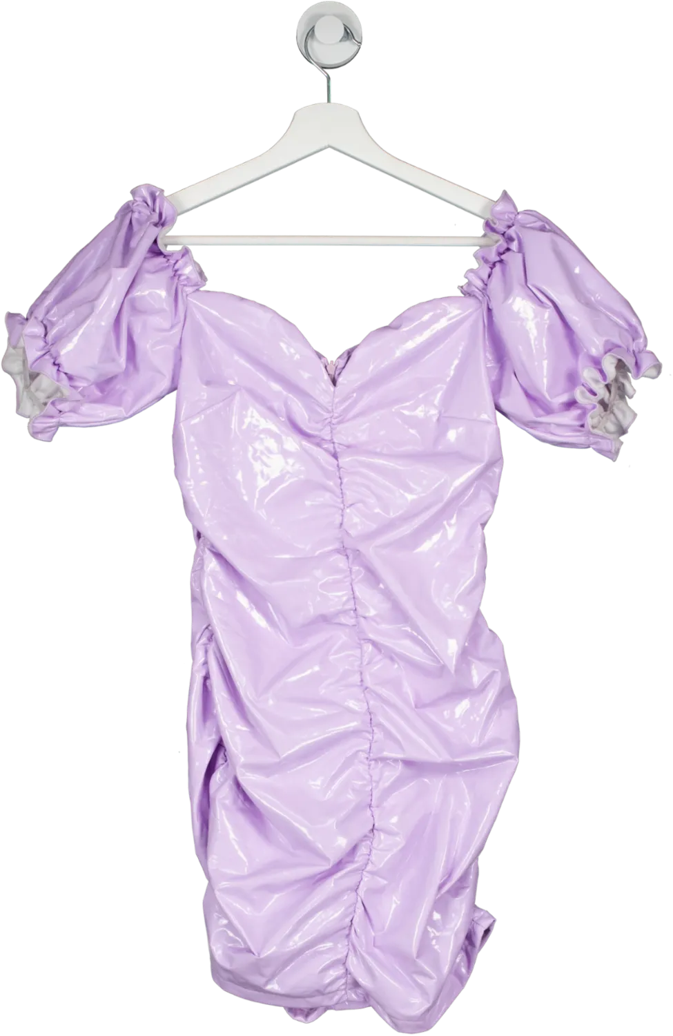 Little Mistress Purple Wet Look Puff Sleeve Mini Dress UK 10