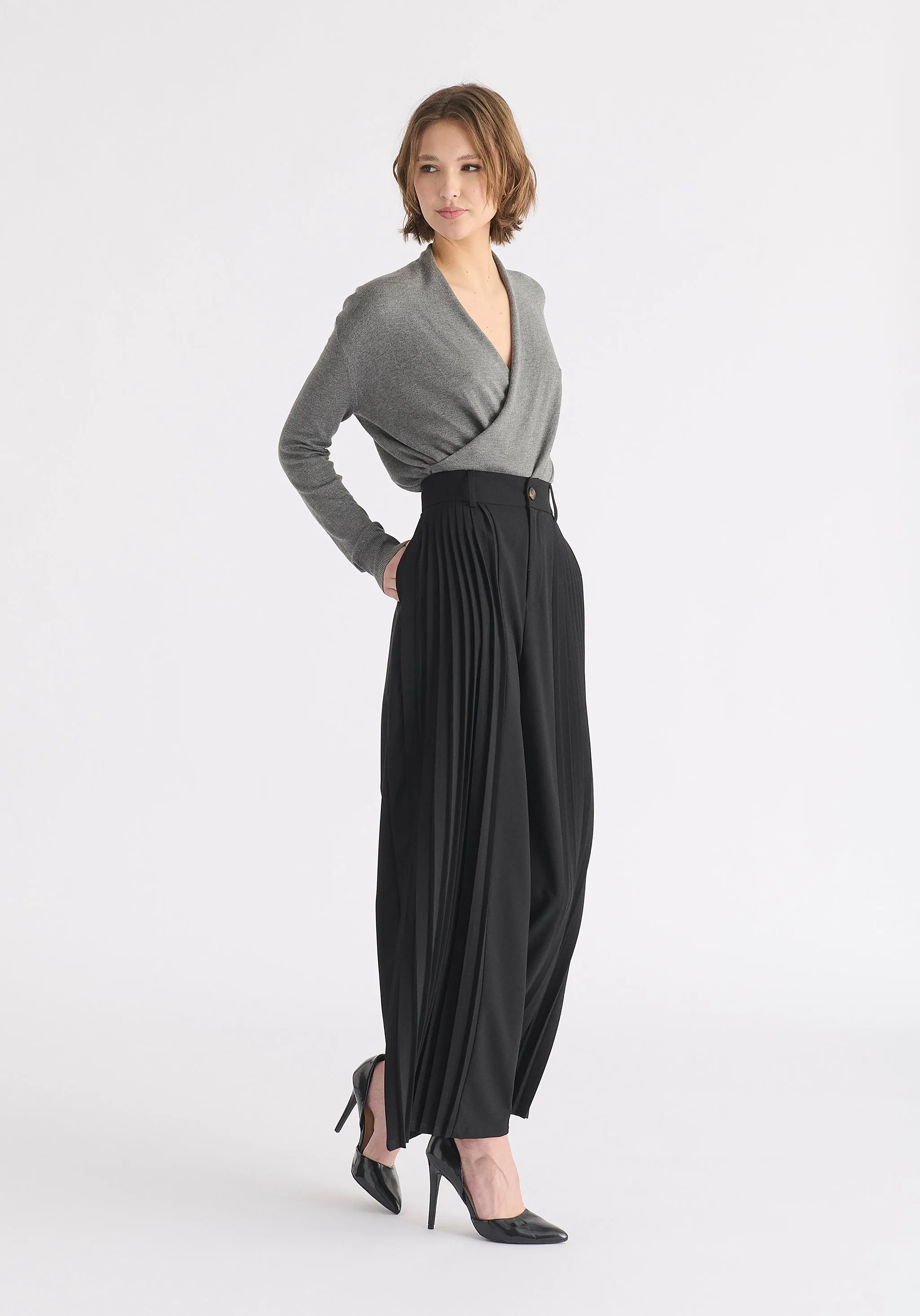 Long Sleeve Knitted Wrap Top