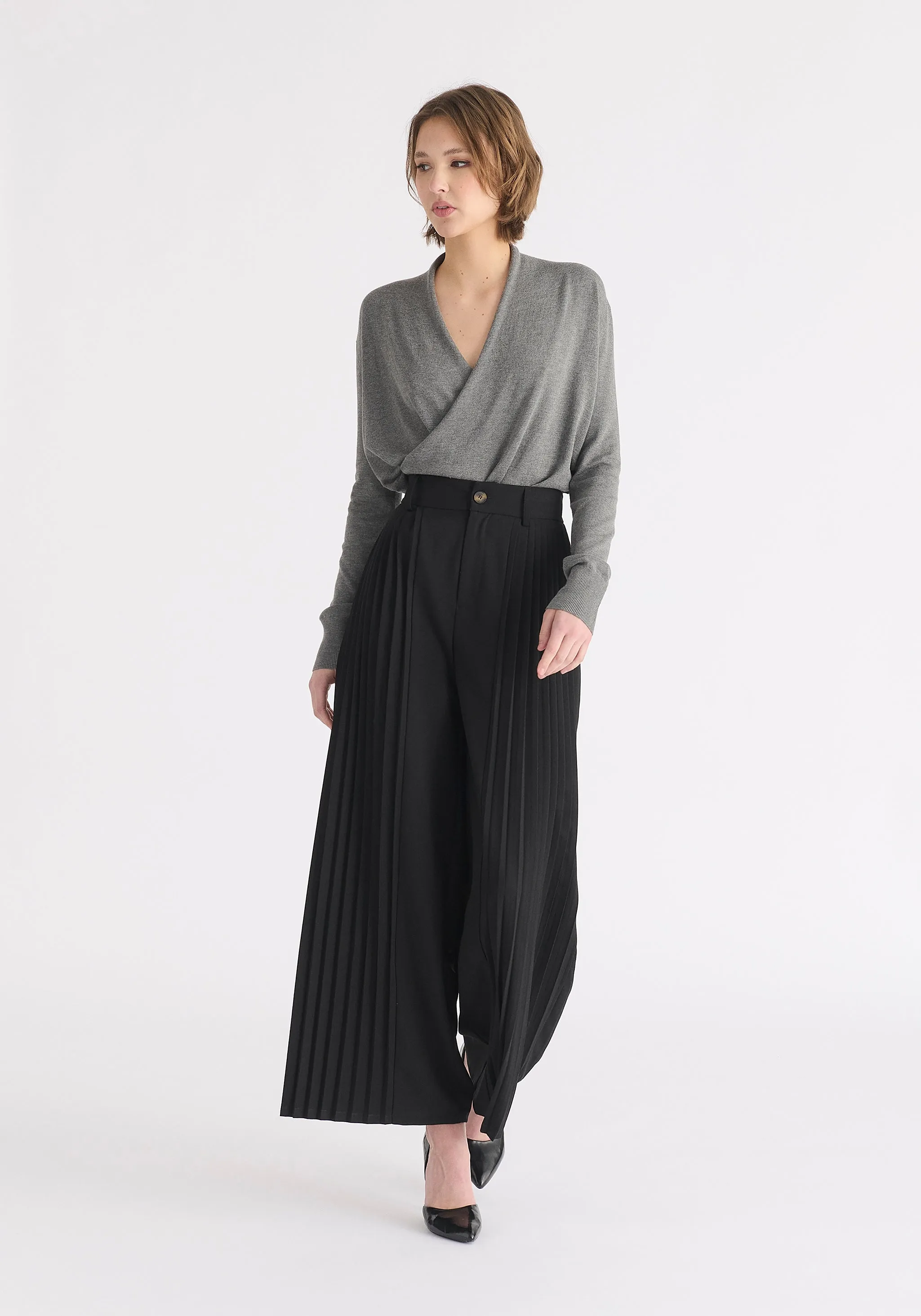 Long Sleeve Knitted Wrap Top