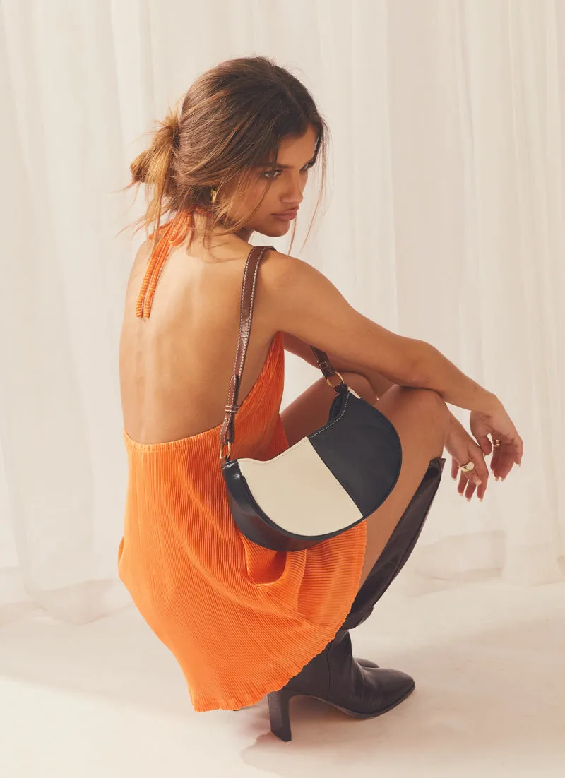 Love From Europe Halter Plisse Dress - Tangerine