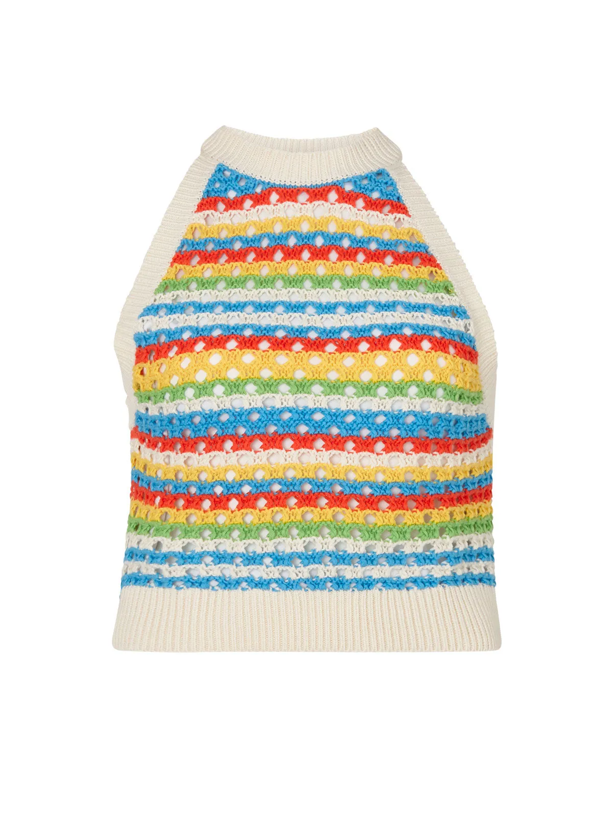 Maddison Blue Stripe Crochet Knit Halter Top