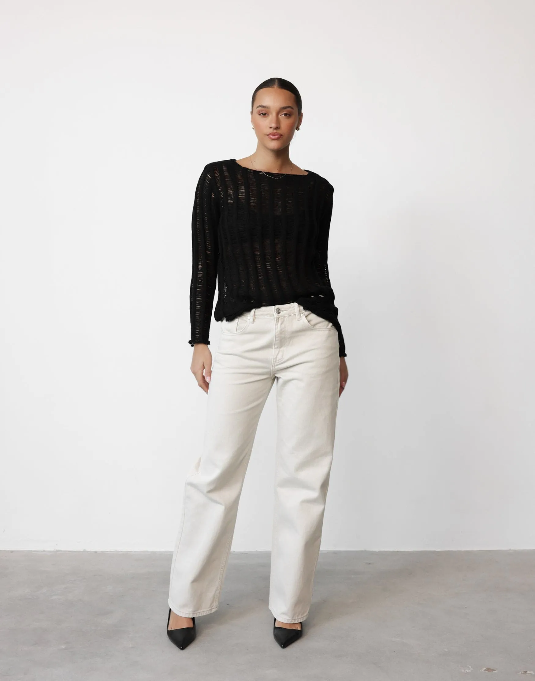 Marlene Long Sleeve Top (Black)