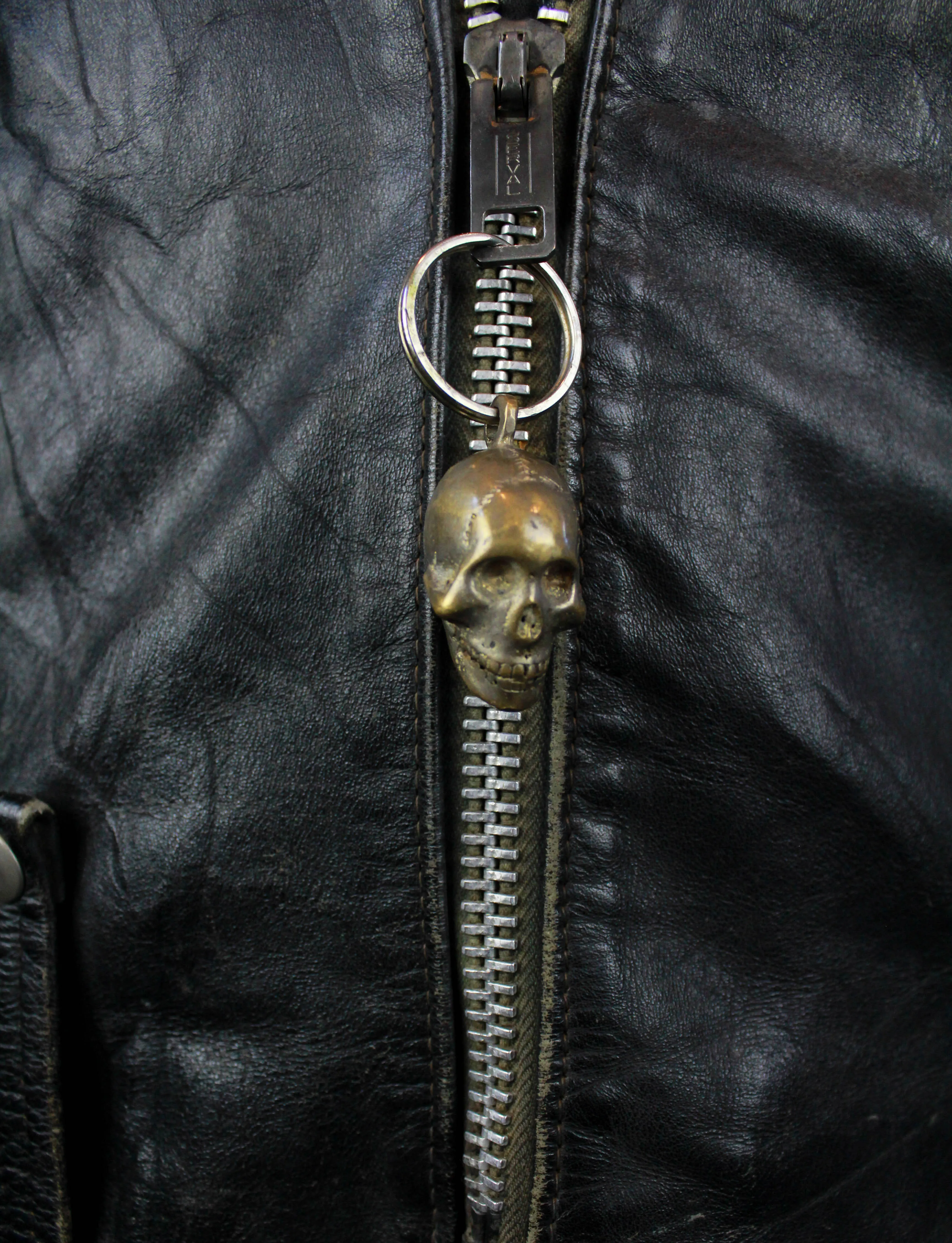 Men's Vintage 70's Grim Reaper Leather Jacket Custom Hand Painted Biker Size 40