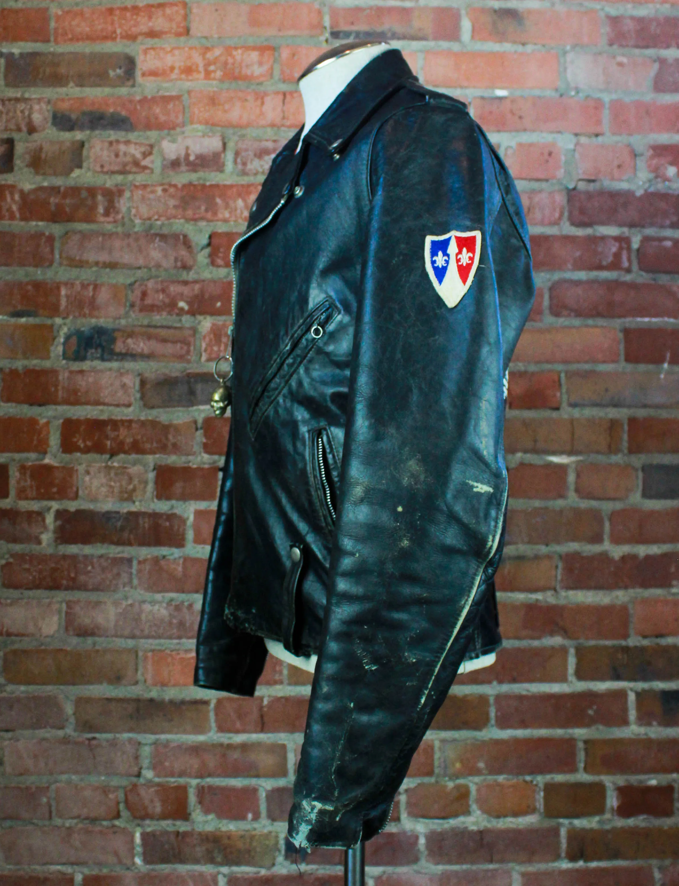 Men's Vintage 70's Grim Reaper Leather Jacket Custom Hand Painted Biker Size 40