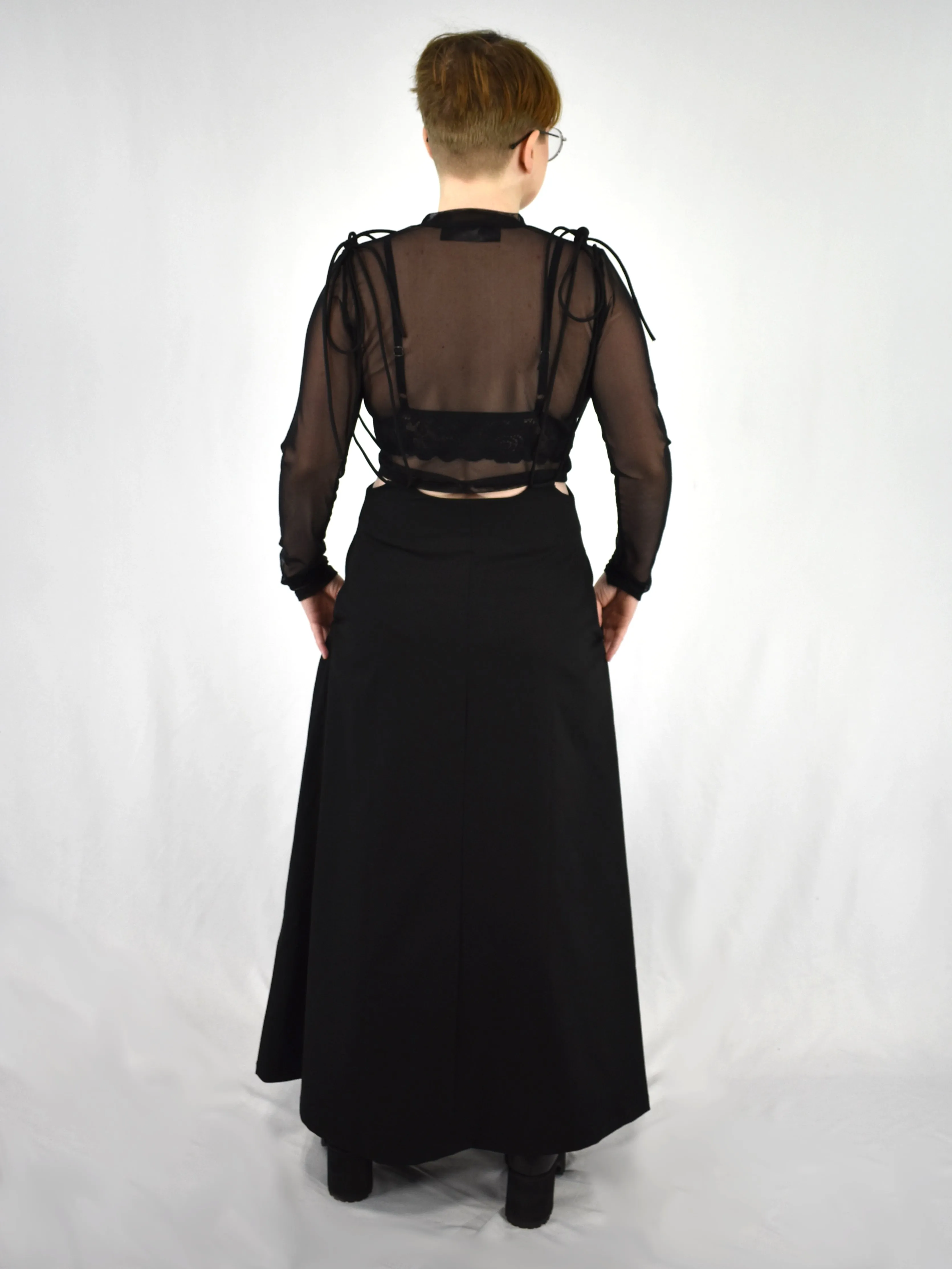 Mesh Crop Long Sleeve (Black) FOXBLOOD