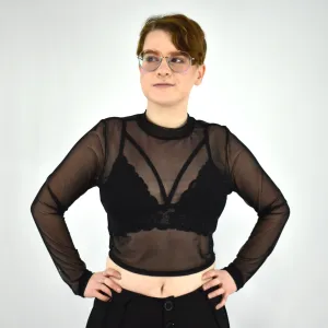 Mesh Crop Long Sleeve (Black) FOXBLOOD