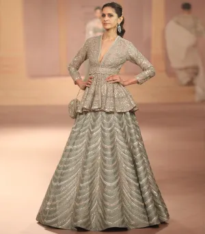 Mint peplum top lehenga set