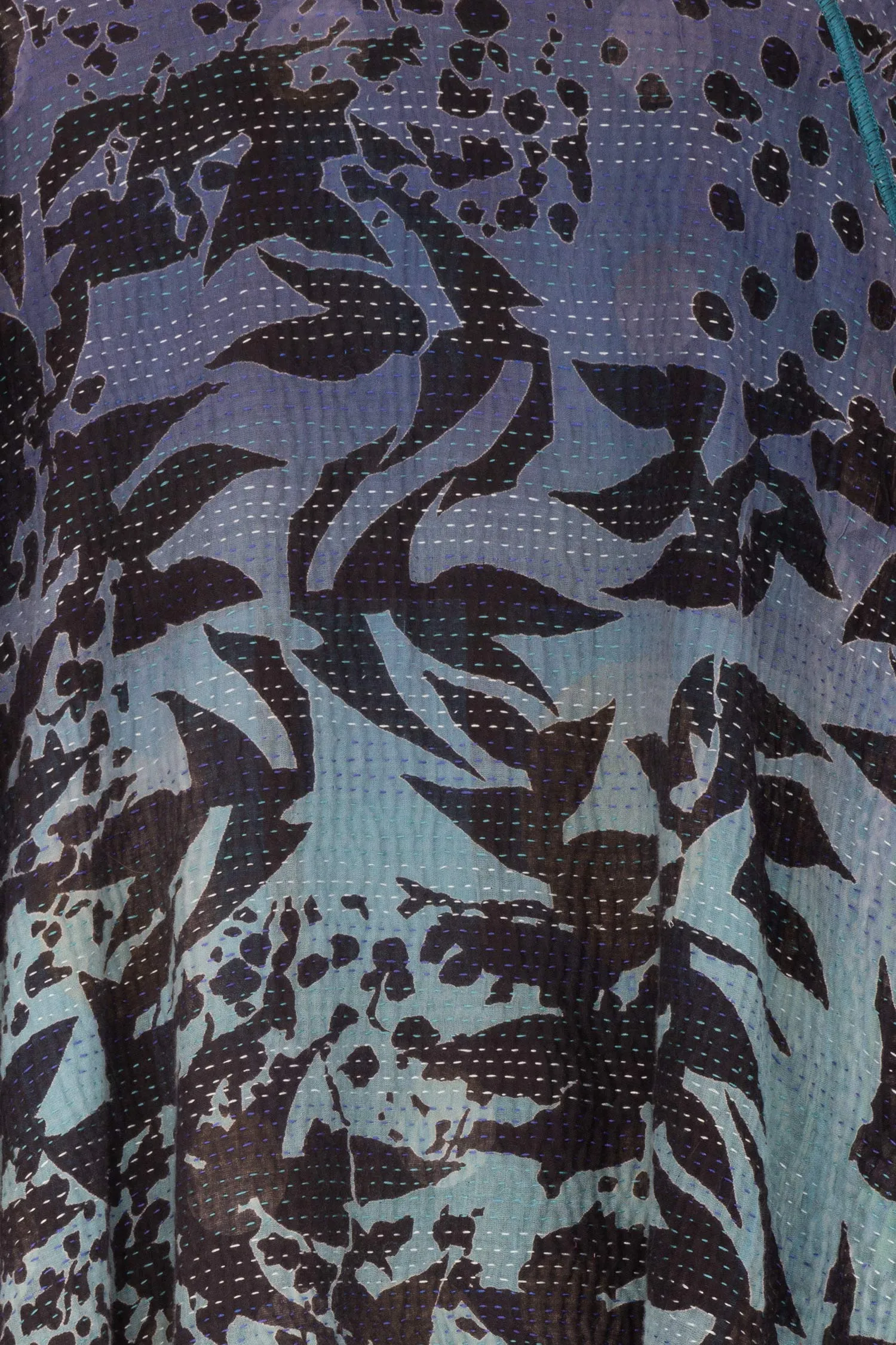 MONOTONE TWILIGHT PRINT KANTHA KIMONO LONG JKT - tp4005-blu -