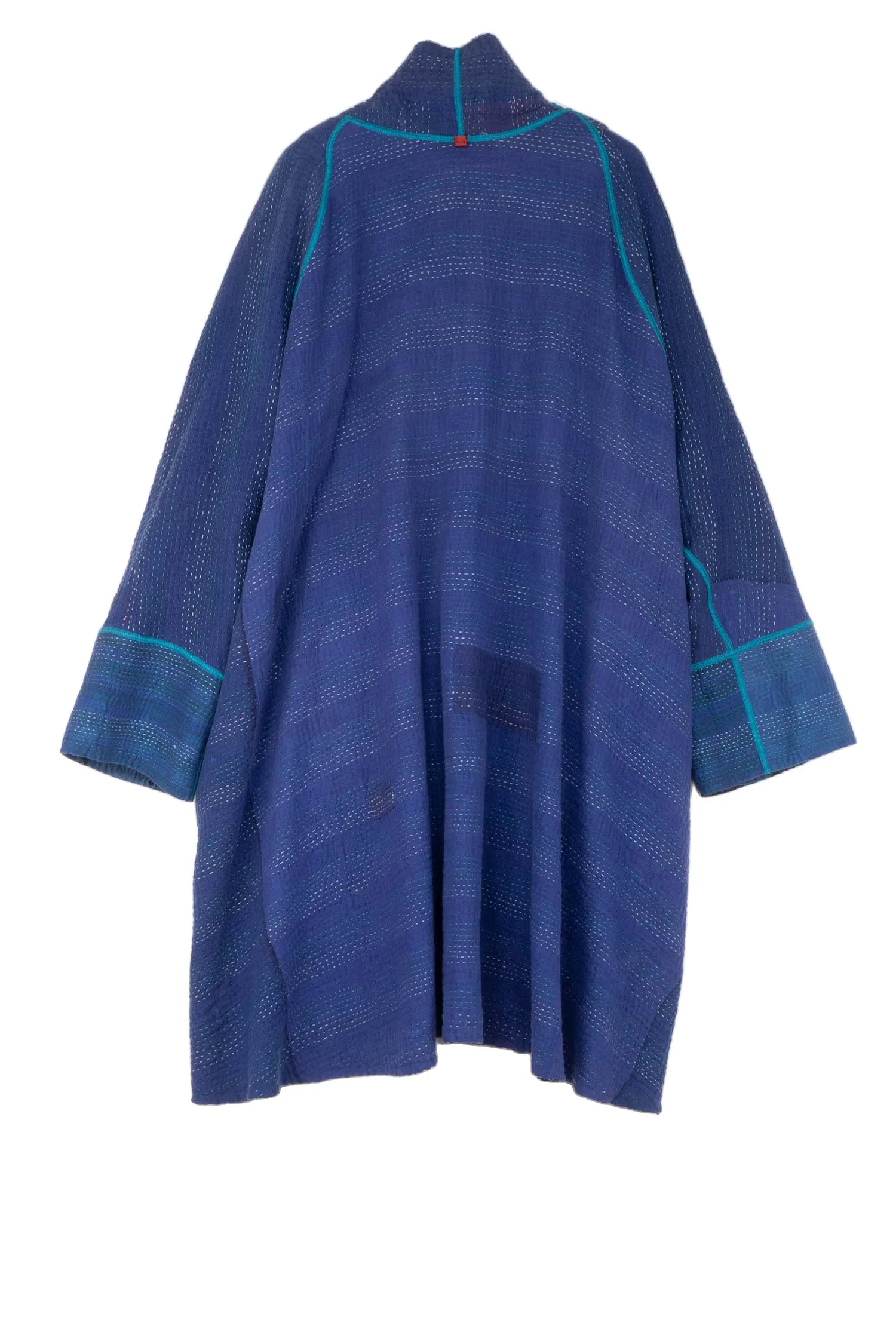 MONOTONE TWILIGHT PRINT KANTHA KIMONO LONG JKT - tp4005-blu -