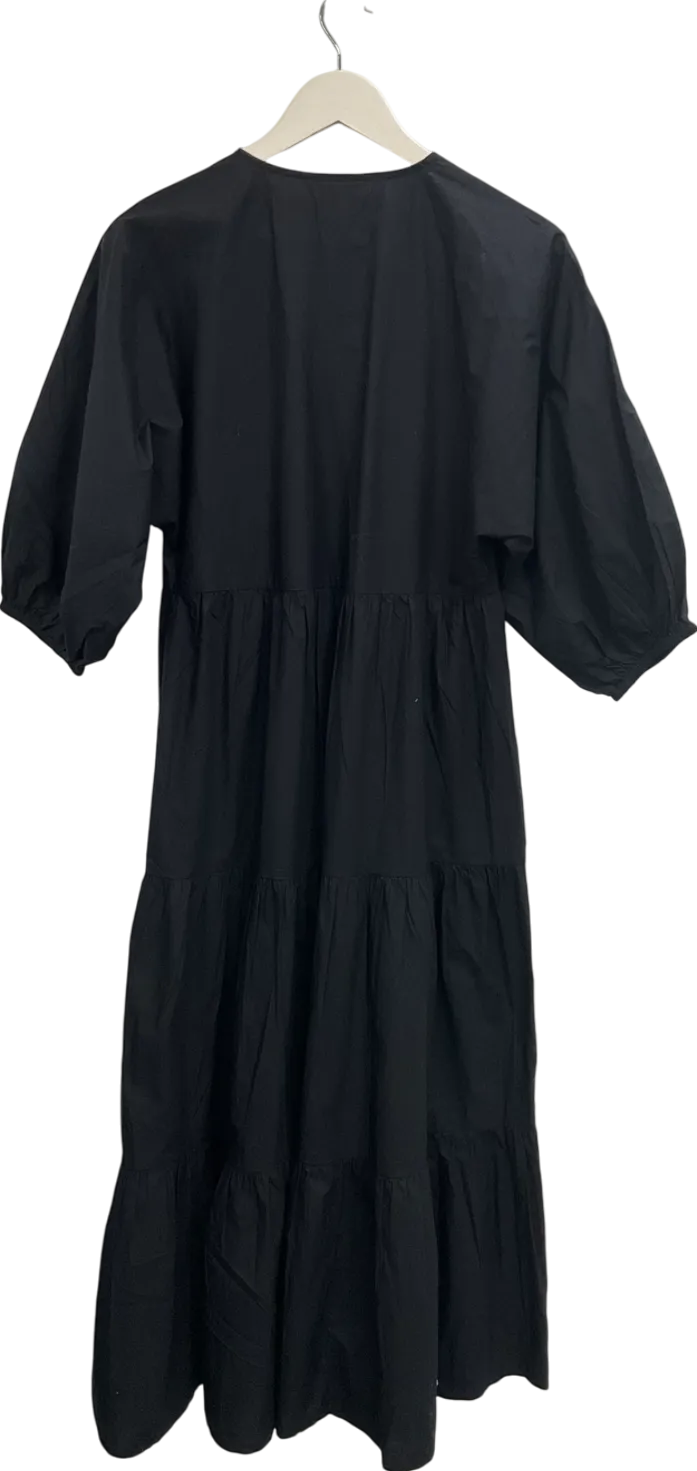 New Look Black Puff Sleeve Tiered Maxi Dress UK 8