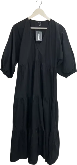 New Look Black Puff Sleeve Tiered Maxi Dress UK 8