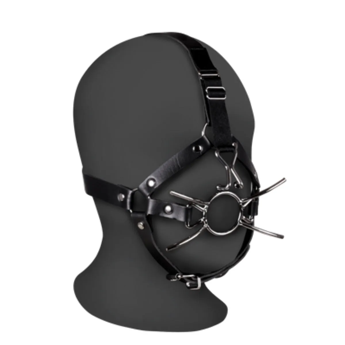 Ouch Xtreme Head Harness With Spider Gag & Nose Hooks Black