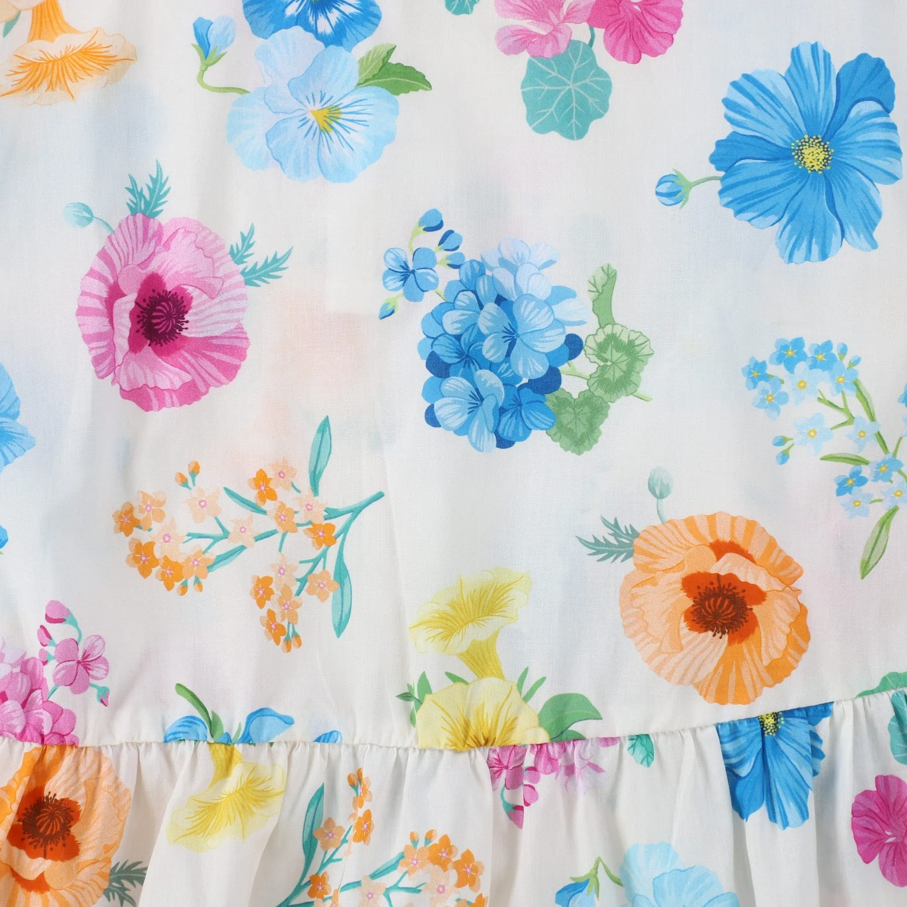 PICCOLA LUDO MULTI COLOR FLOWER PUFF SLEEVE DRESS