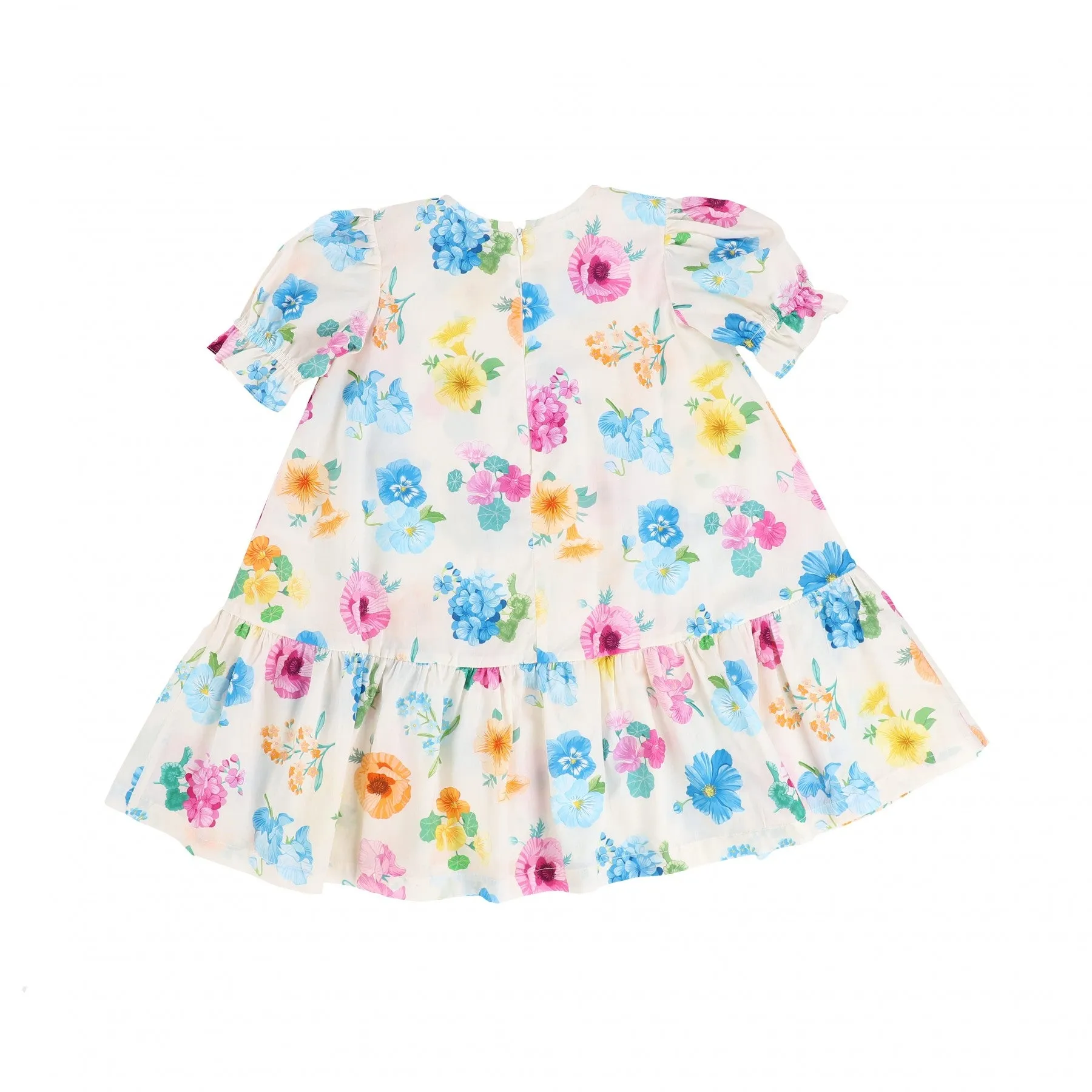 PICCOLA LUDO MULTI COLOR FLOWER PUFF SLEEVE DRESS