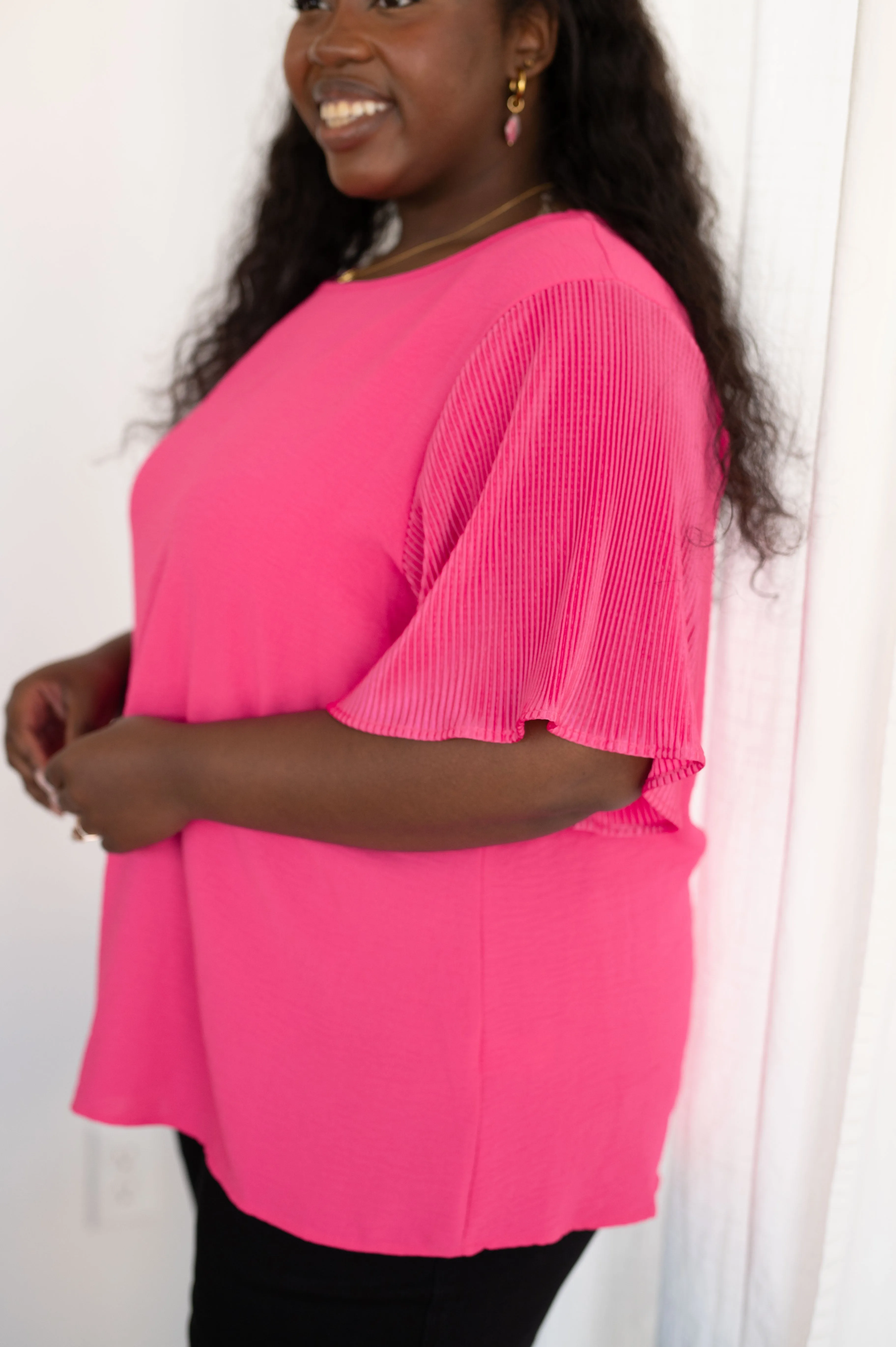 Pink and Perfect Ruffle Sleeve Top - 10/21