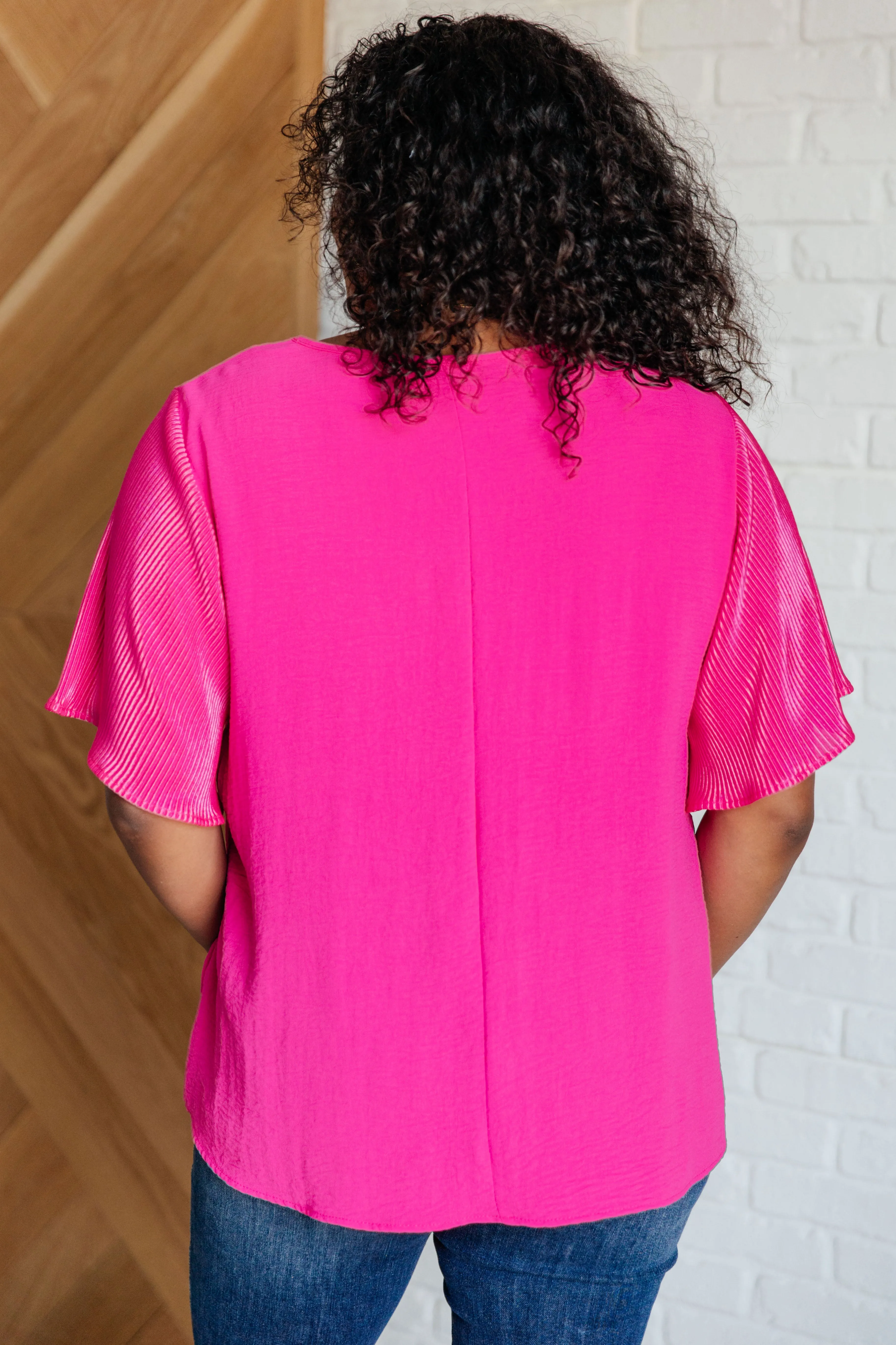 Pink and Perfect Ruffle Sleeve Top - 10/21