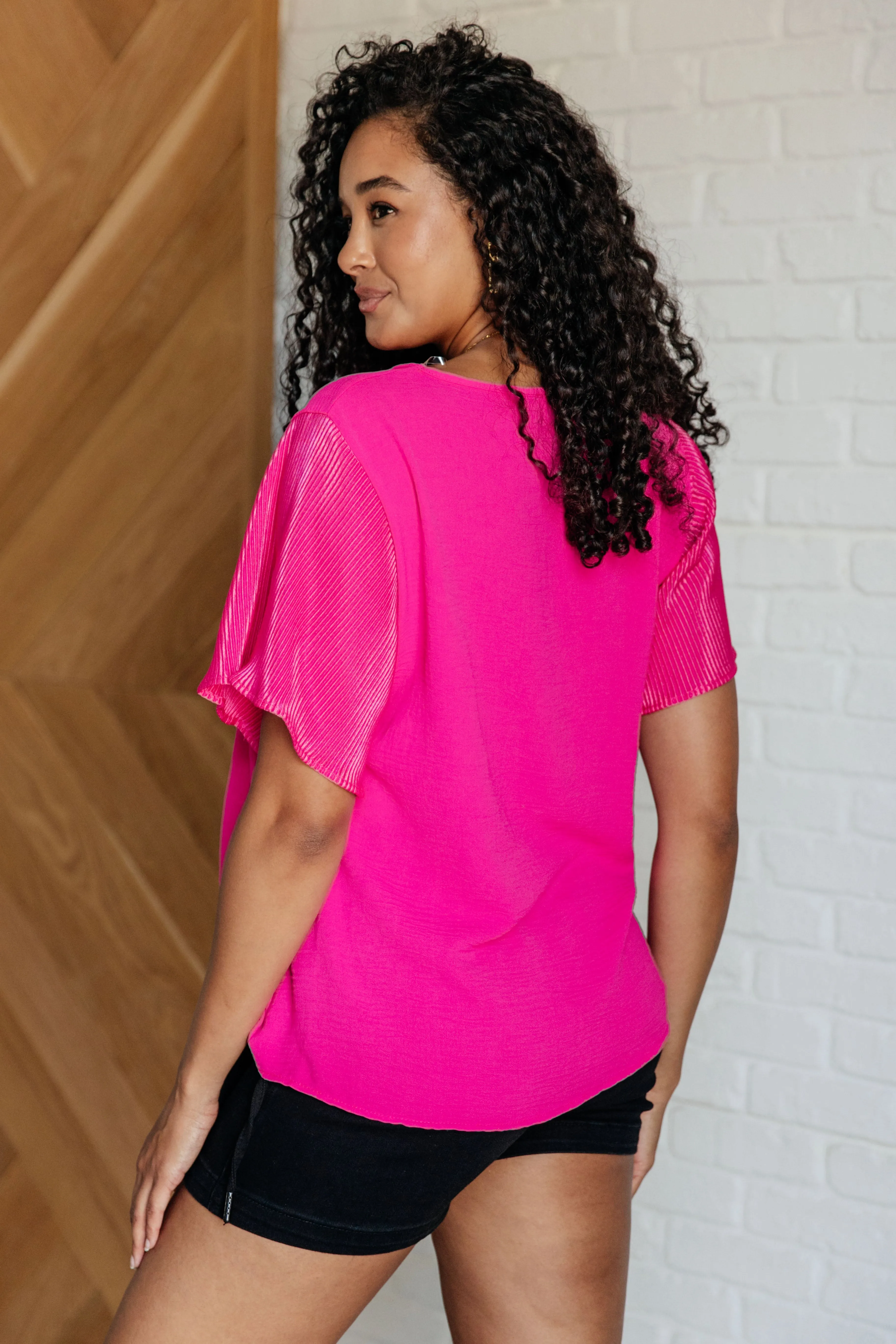 Pink and Perfect Ruffle Sleeve Top - 10/21