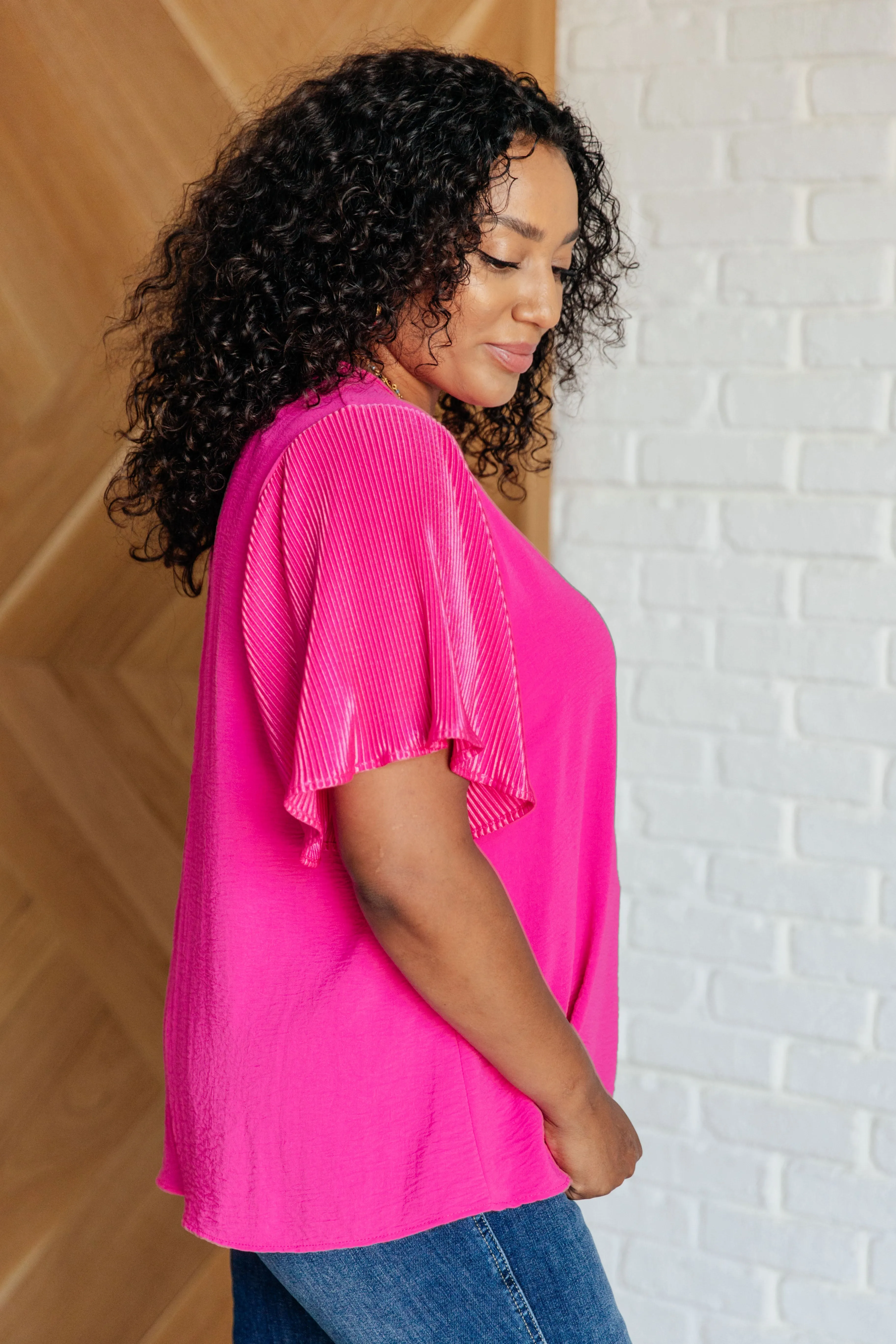 Pink and Perfect Ruffle Sleeve Top - 10/21