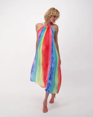 Plisse Pleated Halter Neck Long Dress
