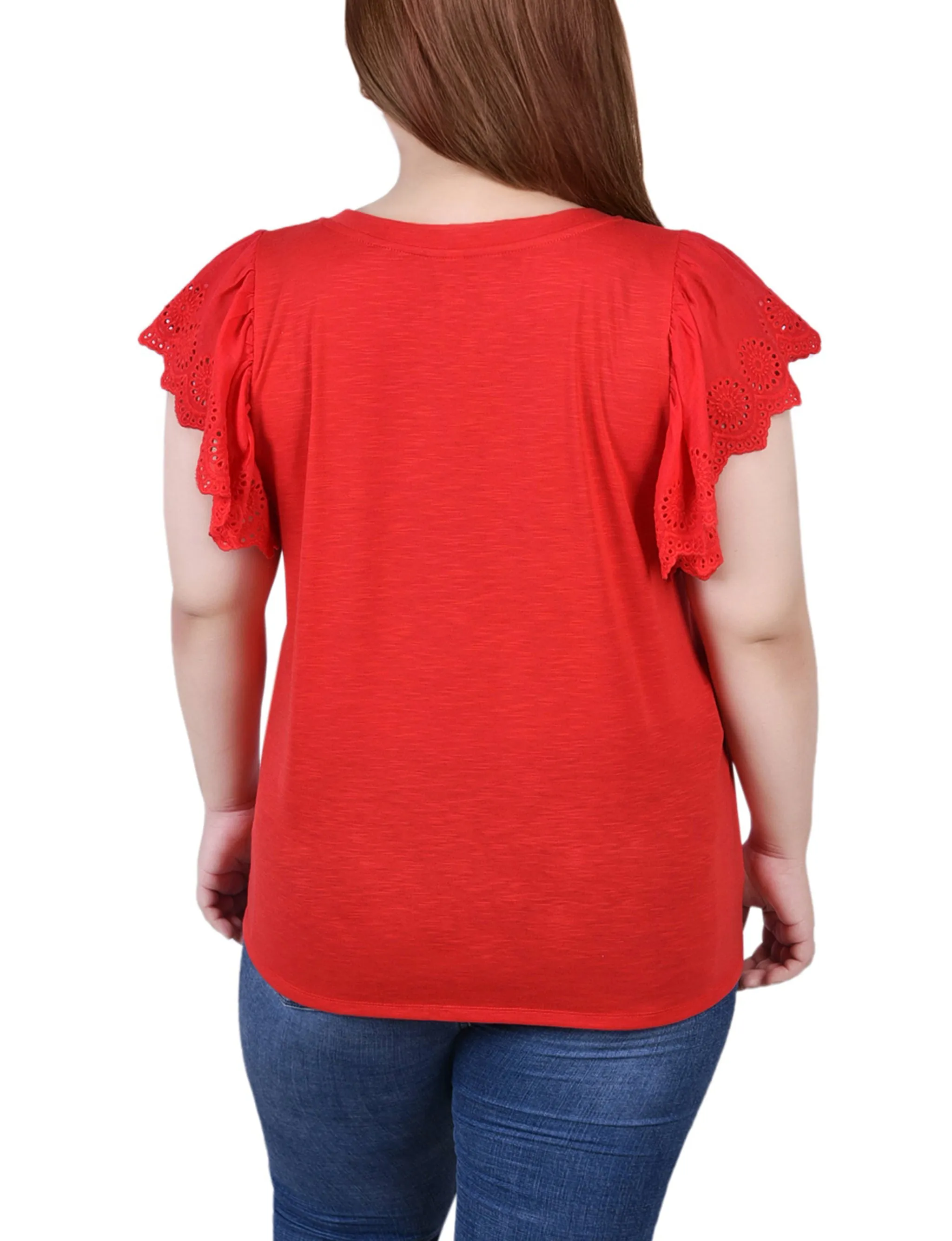 Plus Size Flutter Sleeve Slub Knit Top