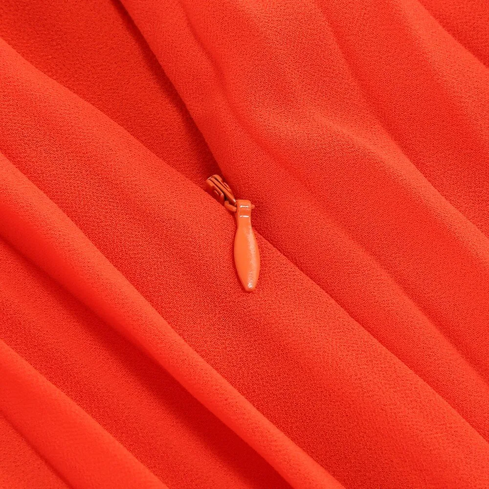 Pre Order:  Bright Orange Pleated Dress - @phenomenalkat
