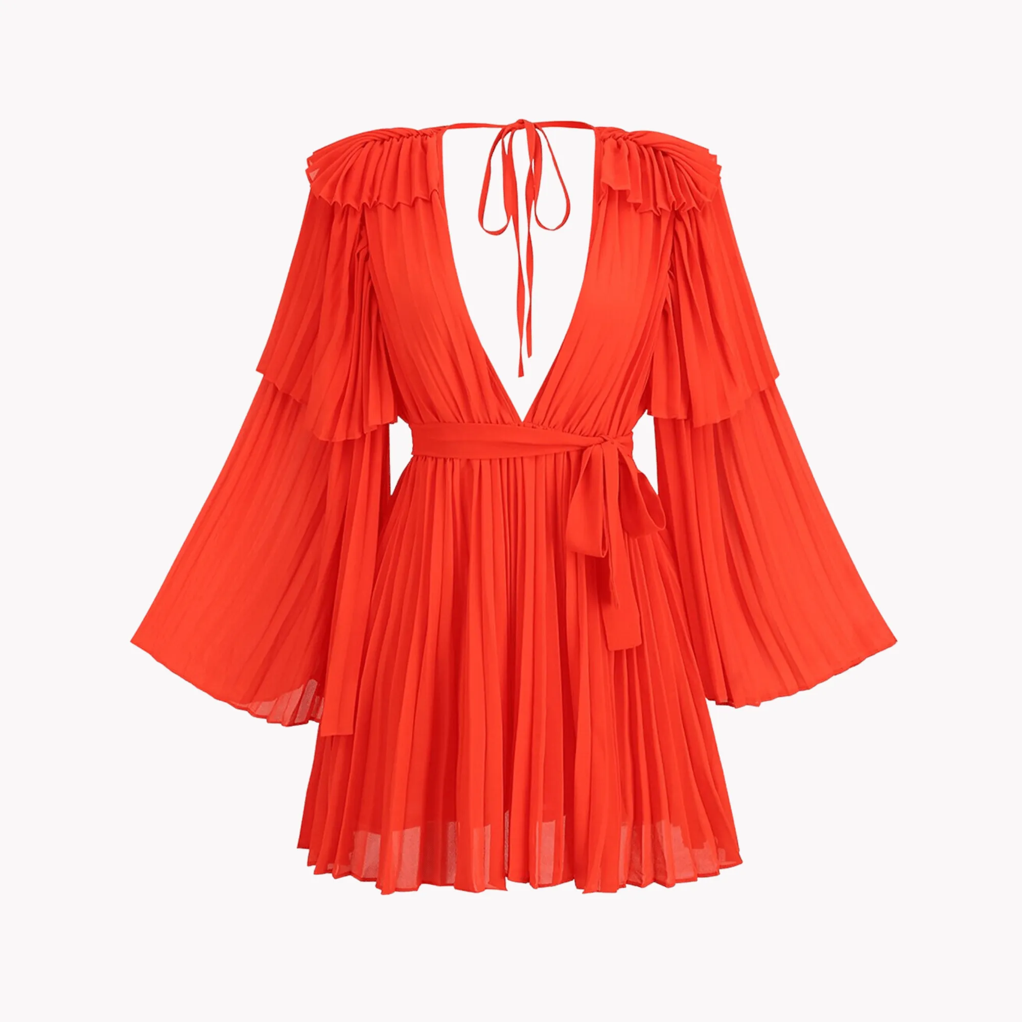 Pre Order:  Bright Orange Pleated Dress - @phenomenalkat
