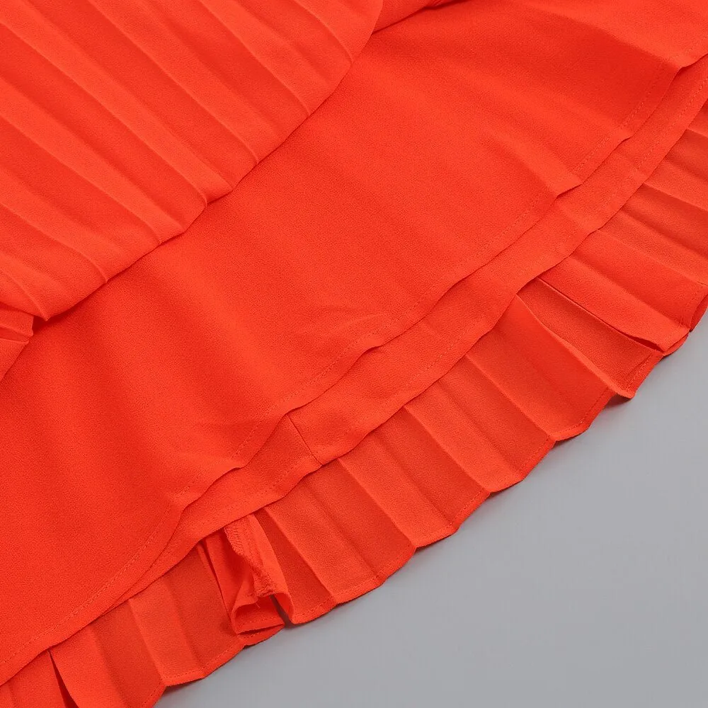 Pre Order:  Bright Orange Pleated Dress - @phenomenalkat