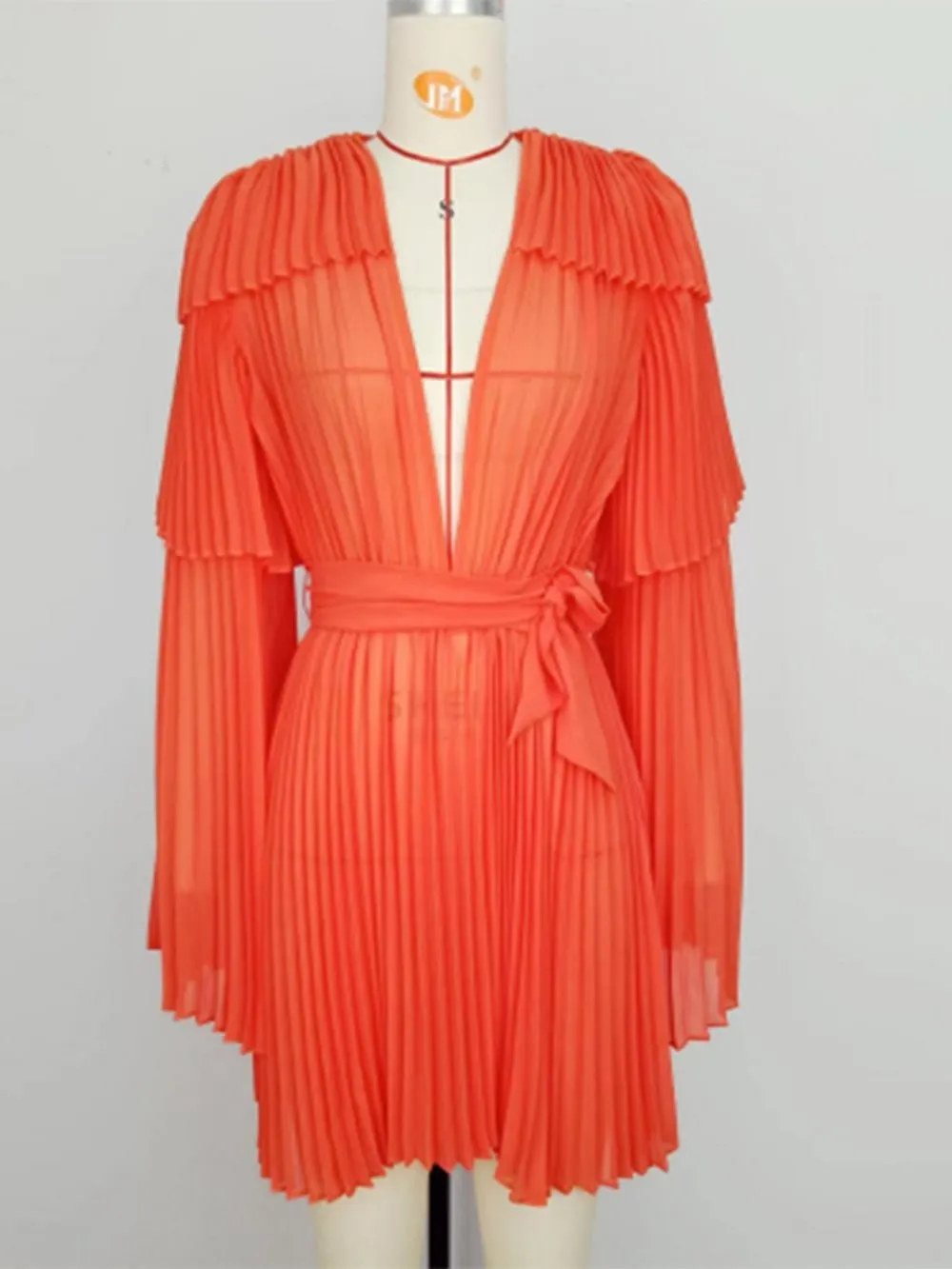 Pre Order:  Bright Orange Pleated Dress - @phenomenalkat