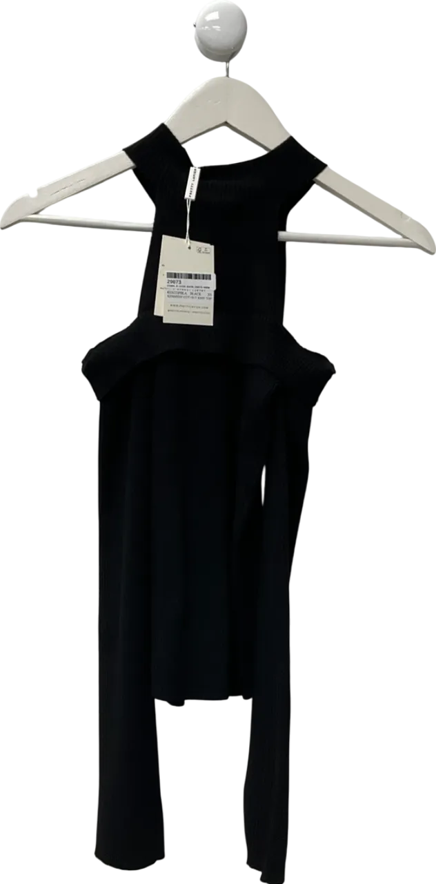PRETTY LAVISH Black Kennedy Cut Out Knitted Top UK XS