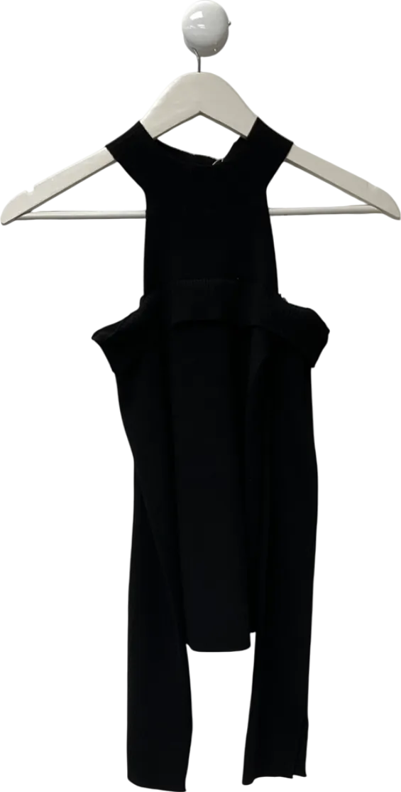 PRETTY LAVISH Black Kennedy Cut Out Knitted Top UK XS