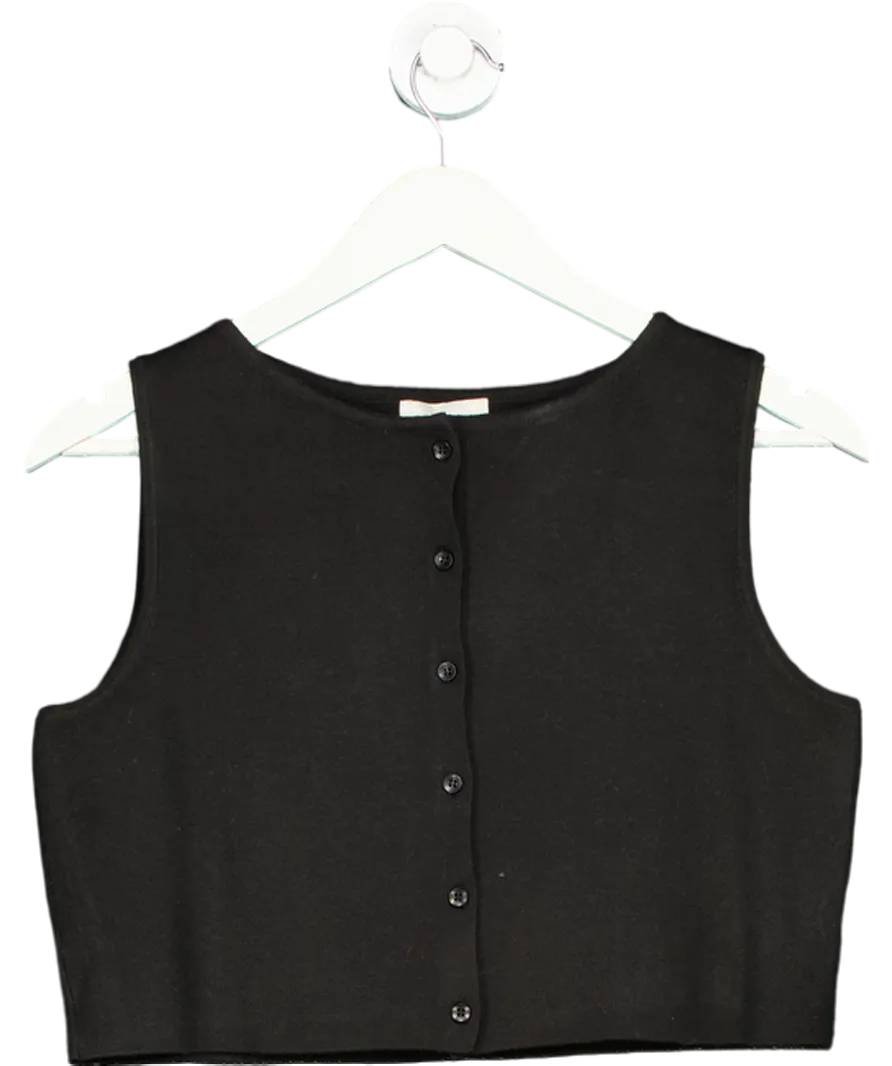 PRETTY LAVISH Black Knitted Waistcoat Top UK S