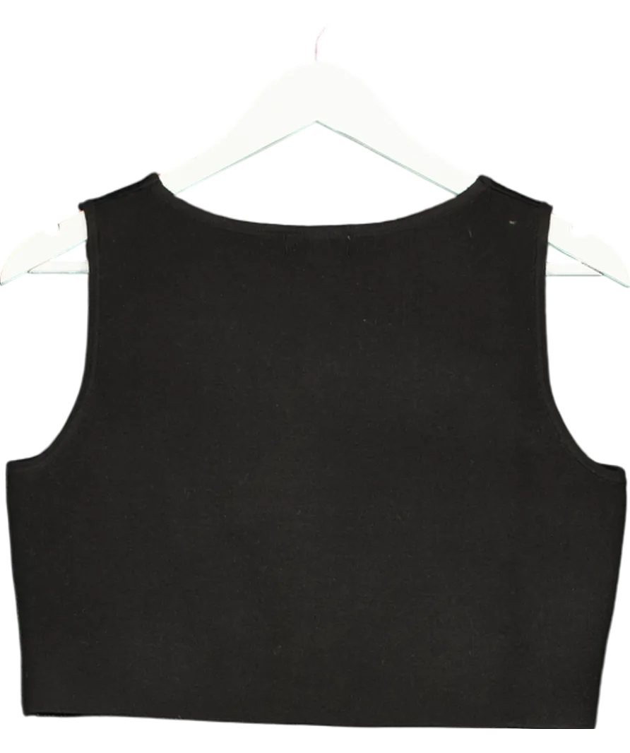 PRETTY LAVISH Black Knitted Waistcoat Top UK S
