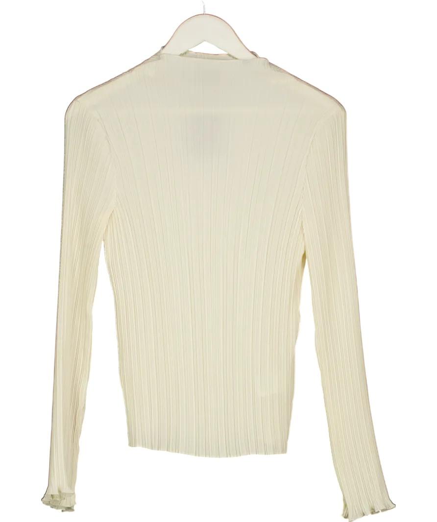 REISS Cream High Neck Plisse Top UK 8