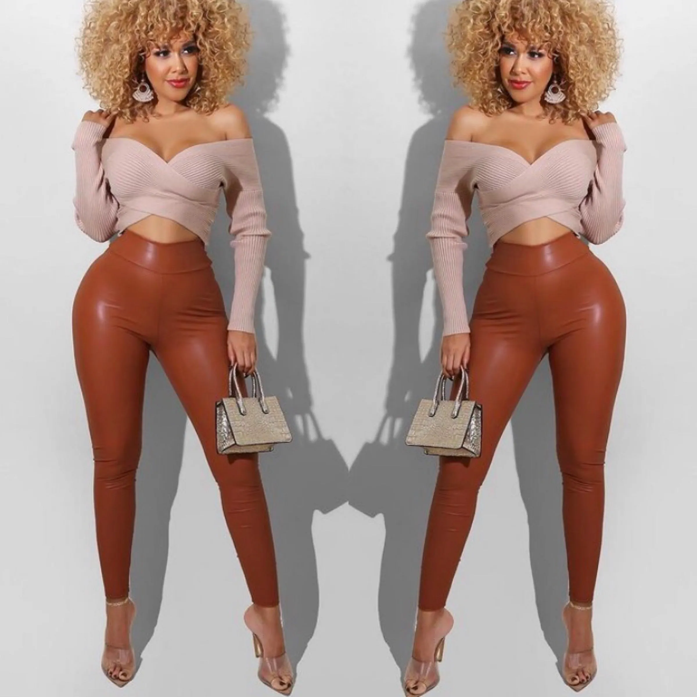 Rust Color Leather Pants