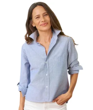 SIlvio Untuckable Button-Up Shirt- Navy Stripe