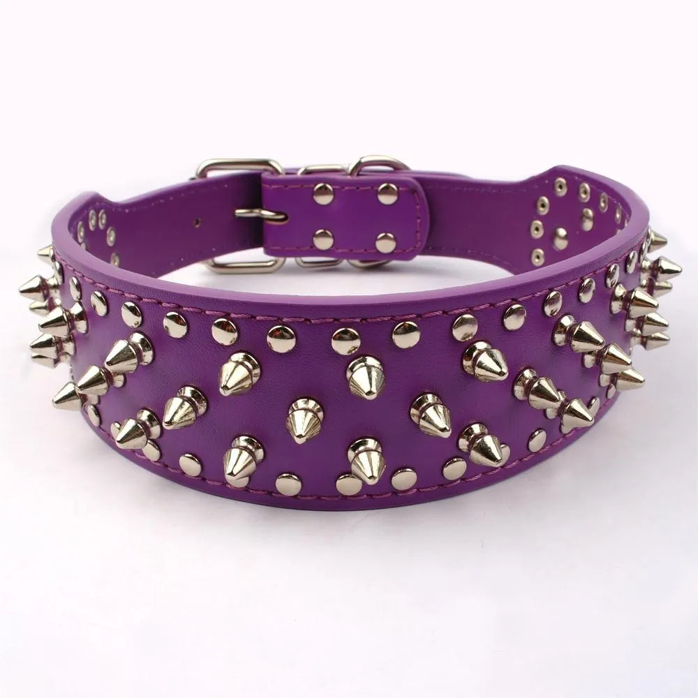 Spiked Studded Set of Genuine Leather Dog Harness Vest wt Rivets Collar & Leash