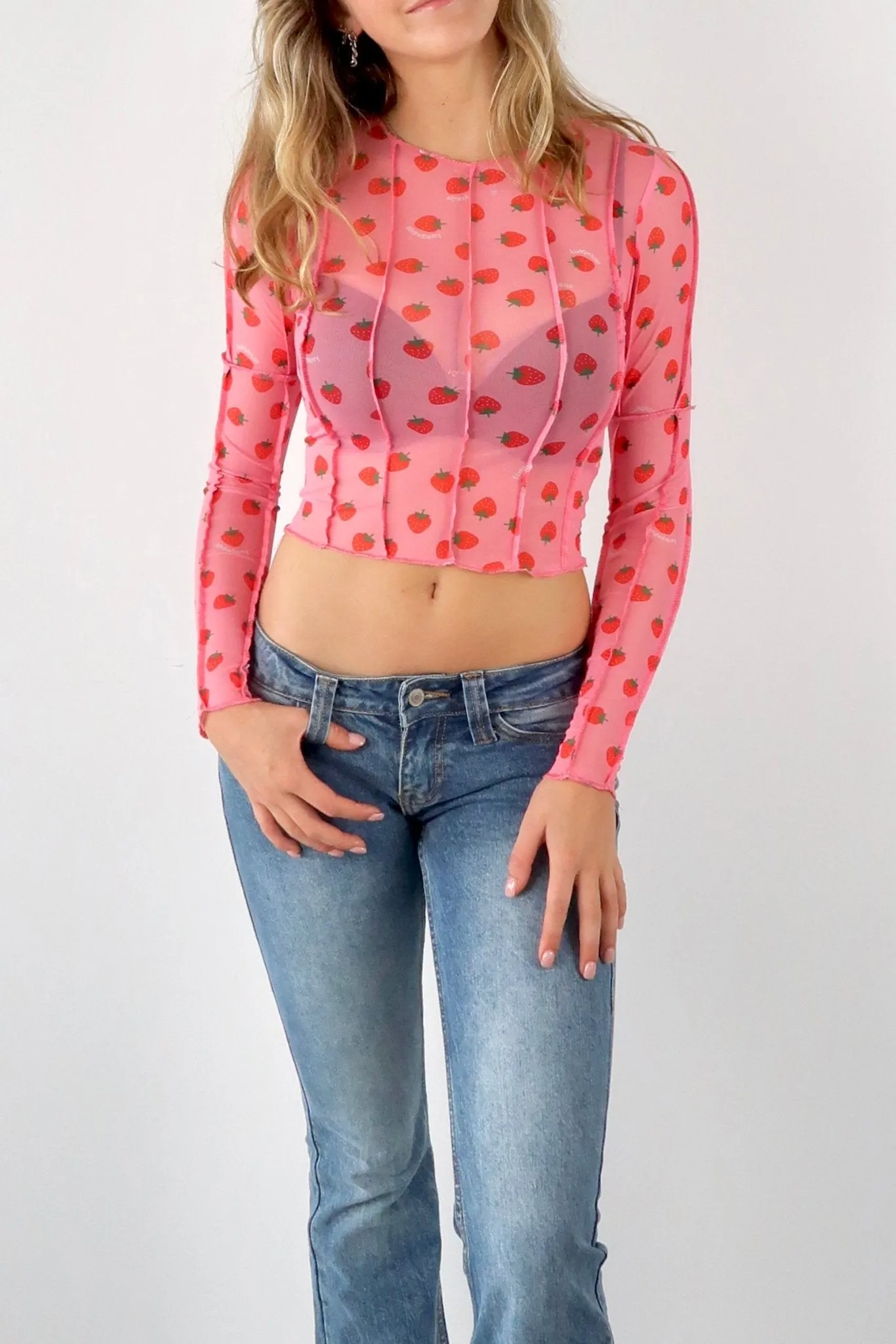 Strawberry mesh top