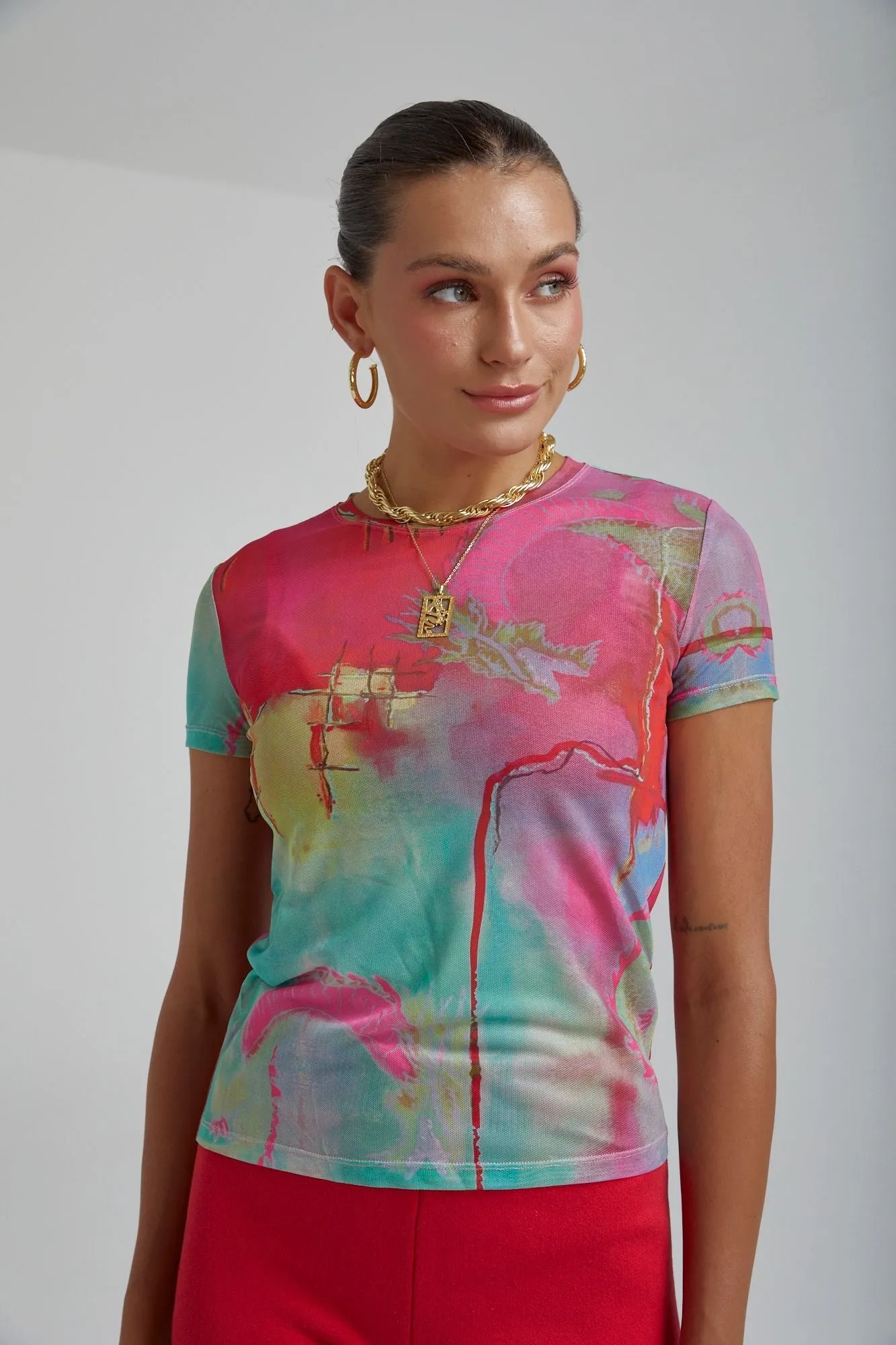 Summi Summi Mesh Baby Doll Top - Dragon Blaze